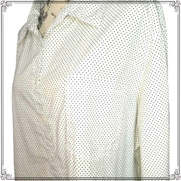 Per Se Micro Dot Button Down Cotton Top Size 2X - Picture 4 of 7